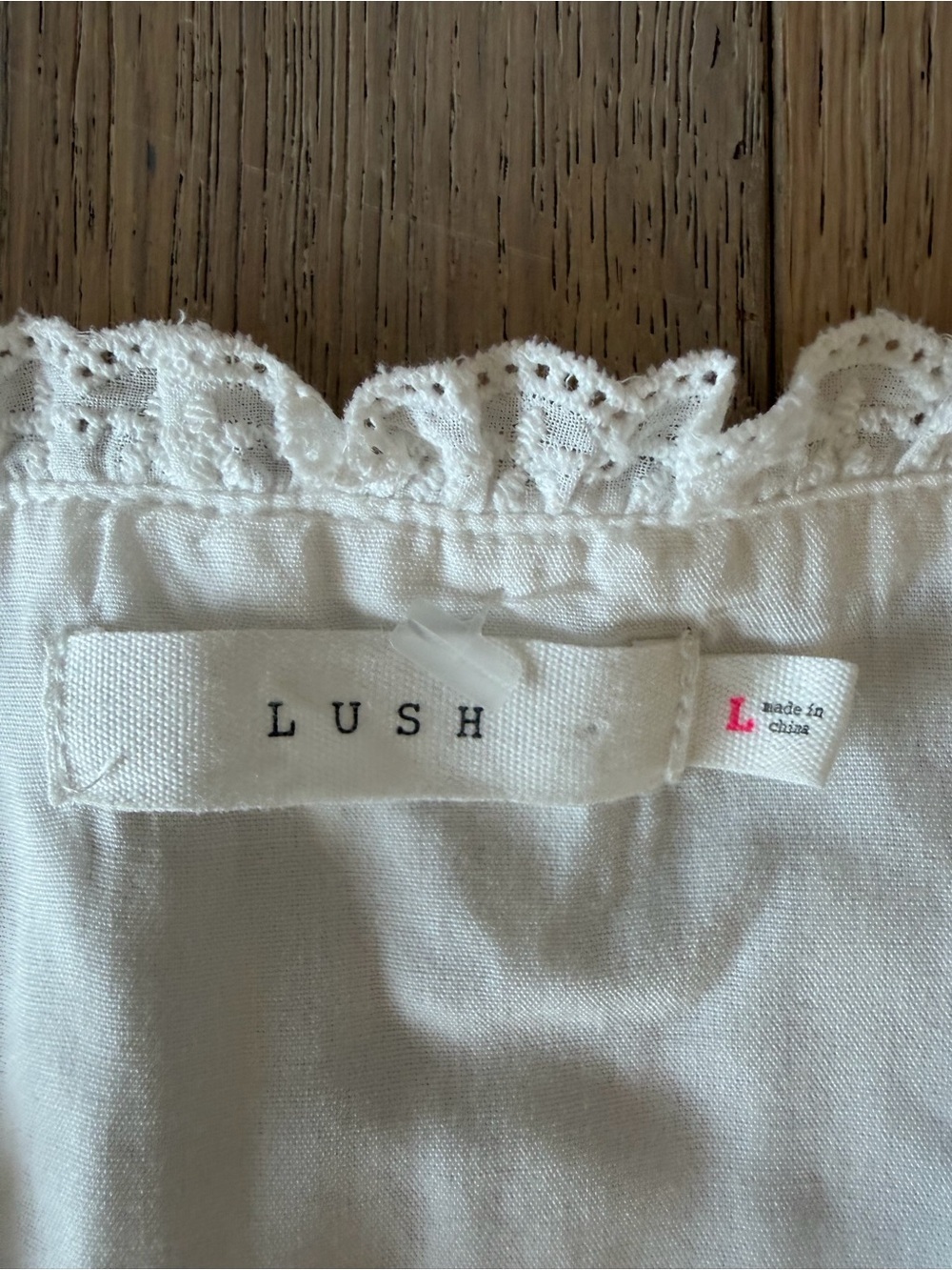 LUSH White Cottagecore Eyelet Mini Dress - Size Large - Picture 4 of 6